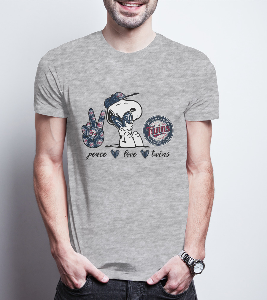 Peace Love Minnesota Twins Snoopy Baseball Club T-Shirt