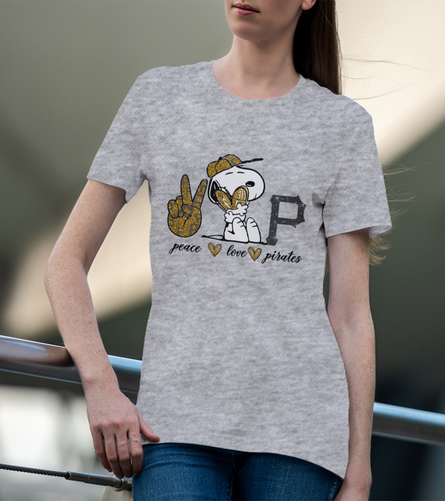 Peace Love Pittsburgh Pirates Snoopy Baseball Fan T-Shirt