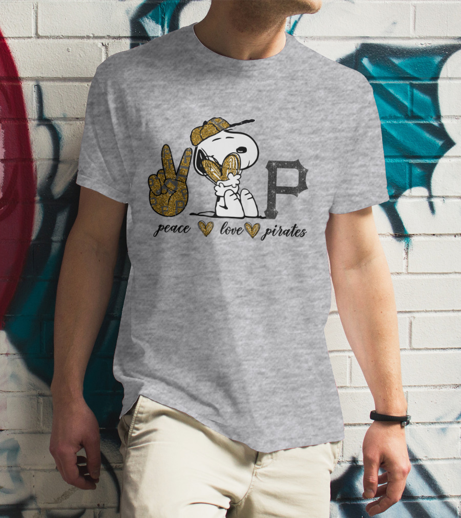 Peace Love Pittsburgh Pirates Snoopy Baseball Fan T-Shirt