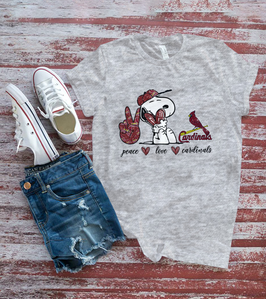 Peace Love Cardinals Snoopy St Louis Baseball T-Shirt