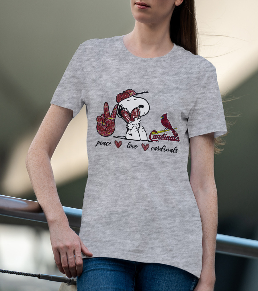 Peace Love Cardinals Snoopy St Louis Baseball T-Shirt