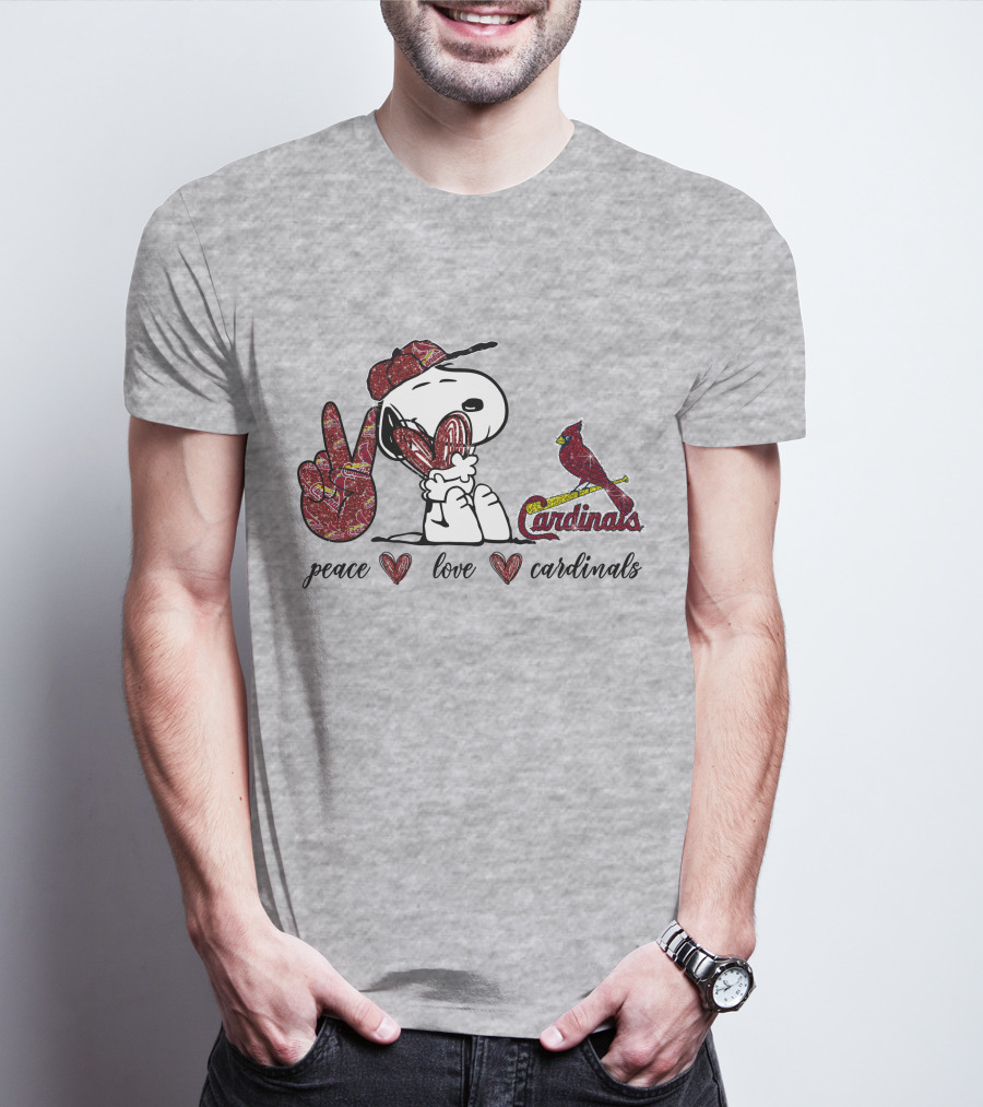 Peace Love Cardinals Snoopy St Louis Baseball T-Shirt