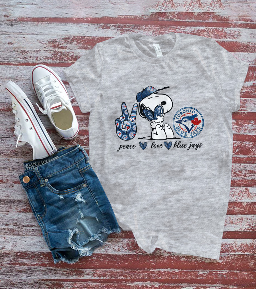 Peace Love Blue Jays Toronto Baseball Snoopy T-Shirt