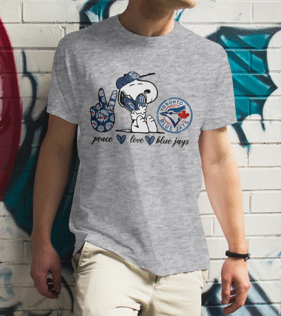 Peace Love Blue Jays Toronto Baseball Snoopy T-Shirt