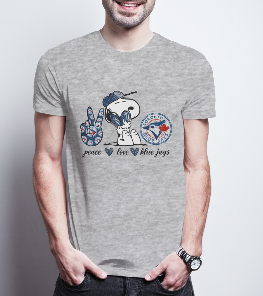 Peace Love Blue Jays Toronto Baseball Snoopy T-Shirt
