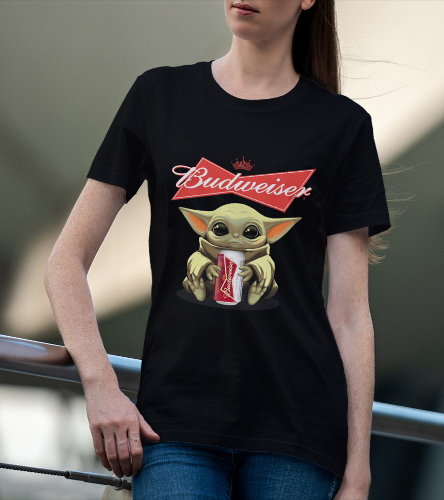 Budweiser Baby Yoda Holding Beer Can T-Shirt