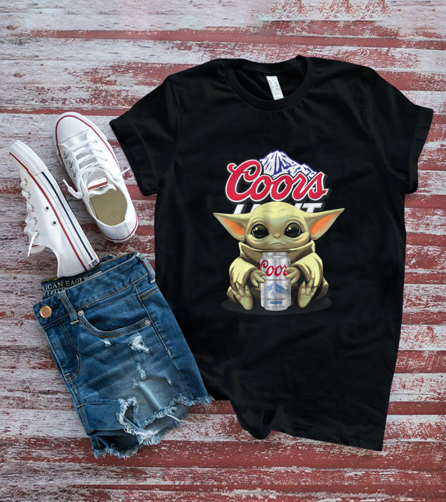 Coors Light Baby Yoda Character Holding Beer Can T-Shirt