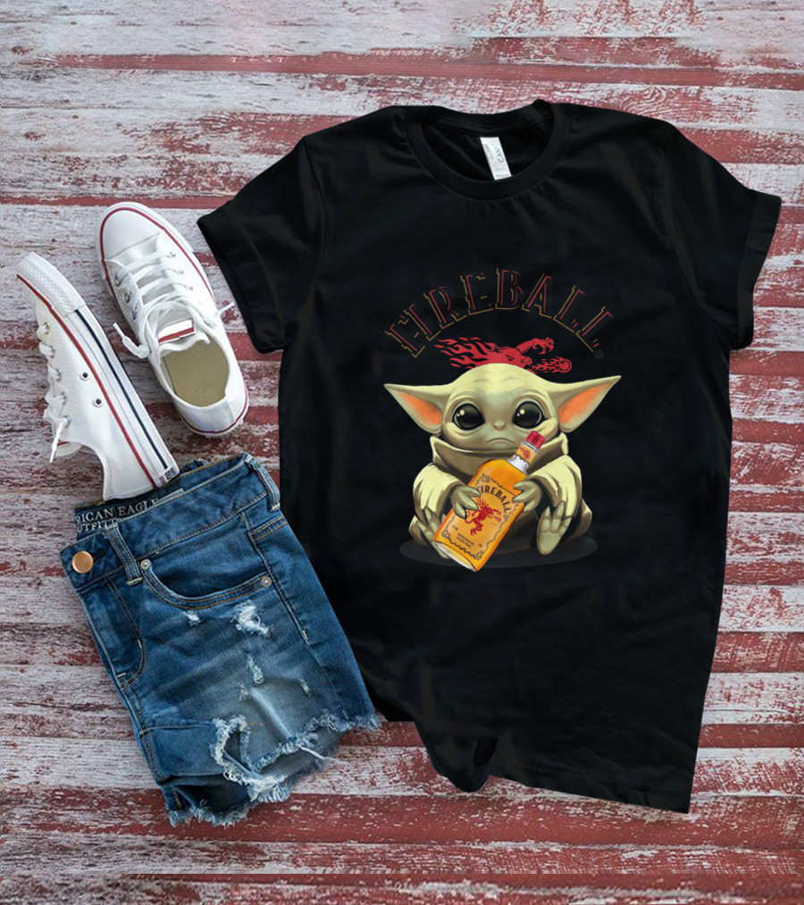 FIREBALL YODA BABY HOLDING FIREBALL WHISKY BOTTLE T-Shirt