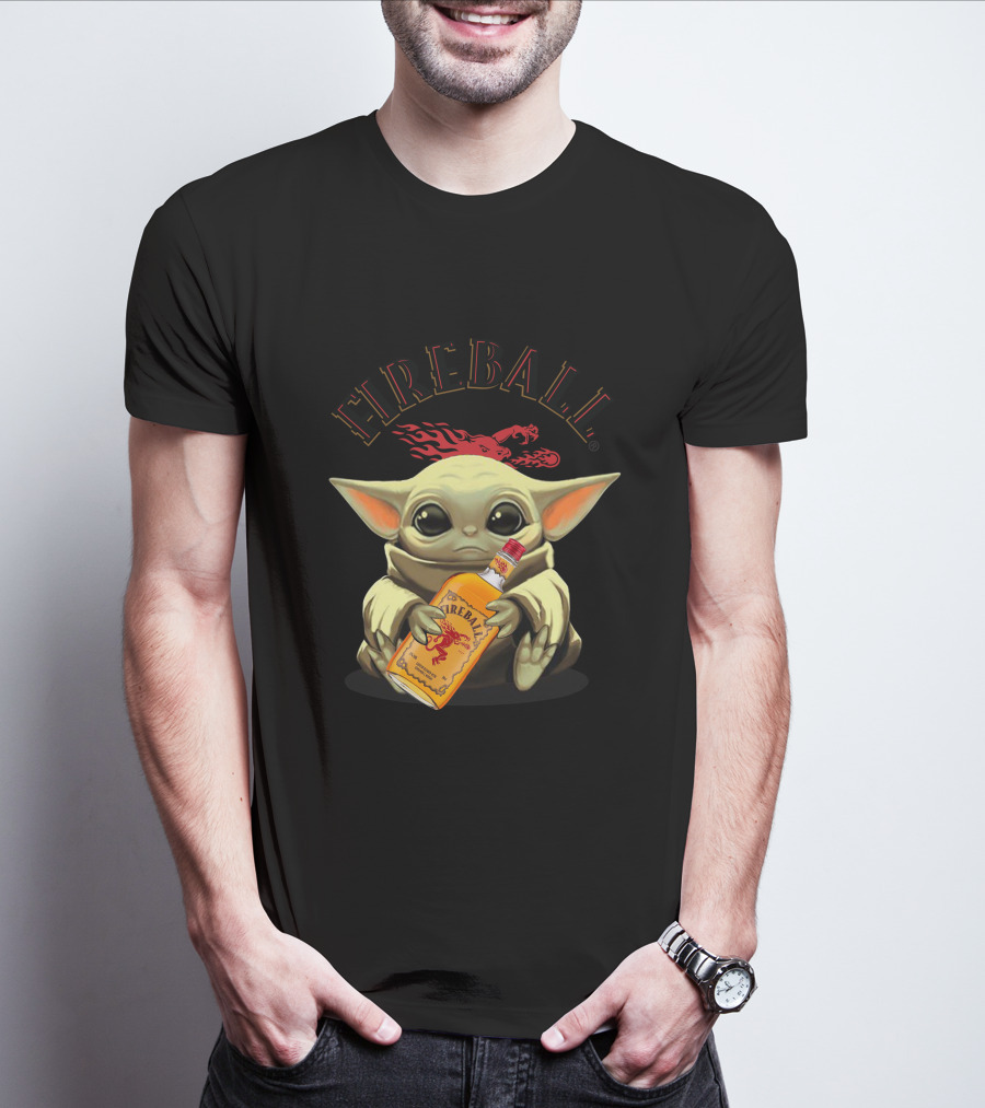 FIREBALL YODA BABY HOLDING FIREBALL WHISKY BOTTLE T-Shirt
