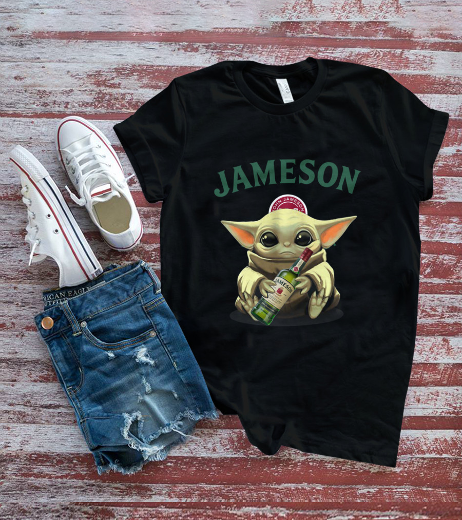 JAMESON Baby Alien Holding Whiskey Bottle T-Shirt