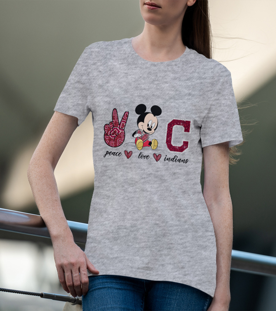 Peace Love Indians Mickey Mouse Cleveland T-Shirt
