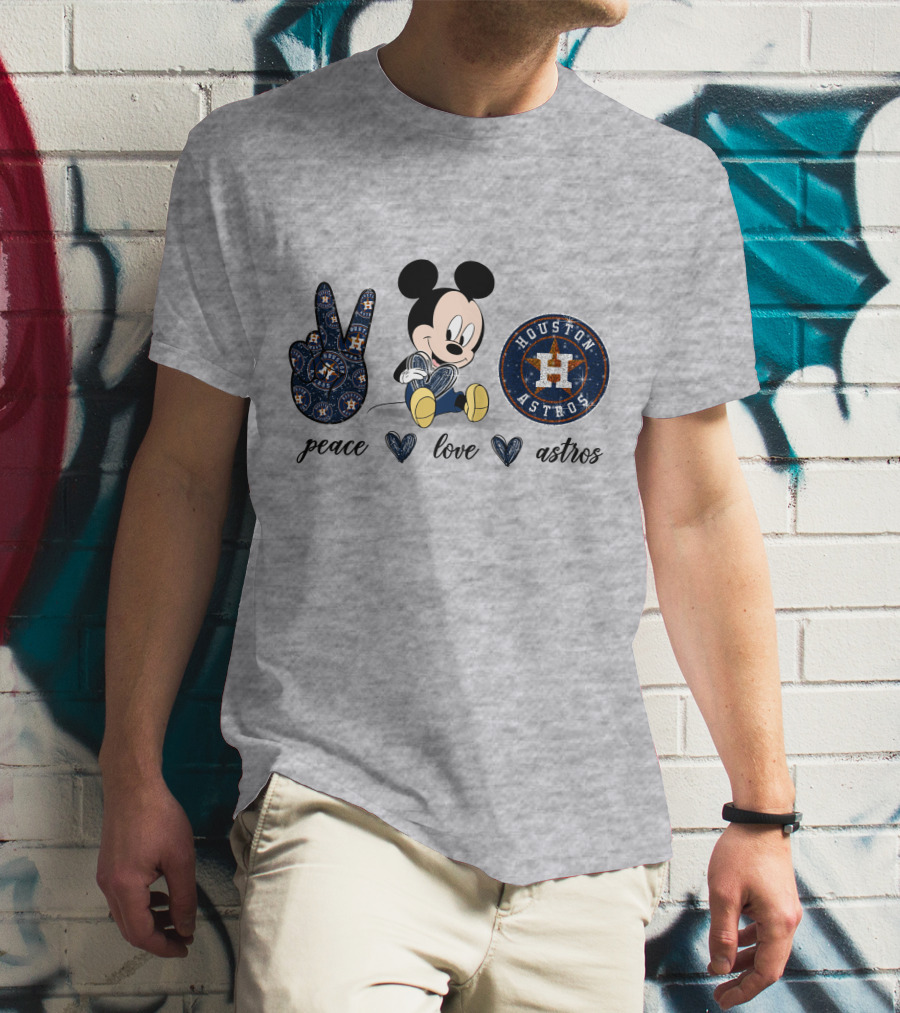 Peace Love Houston Astros Mickey Mouse T-Shirt
