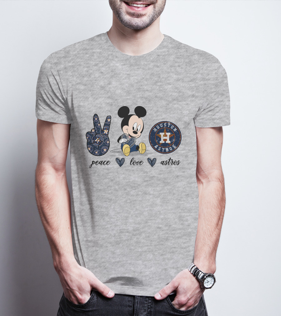 Peace Love Houston Astros Mickey Mouse T-Shirt