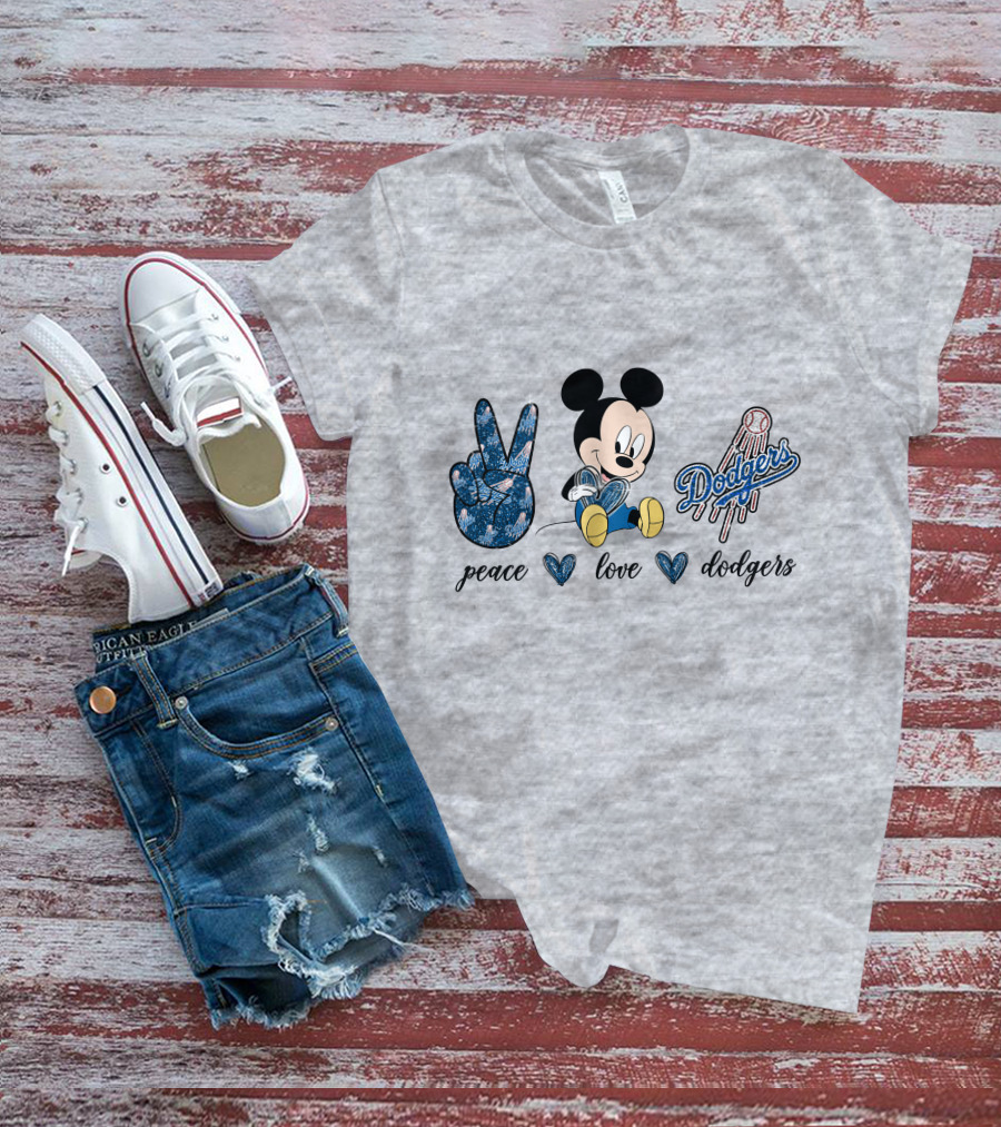 Peace Love Dodgers Mickey Mouse T-Shirt