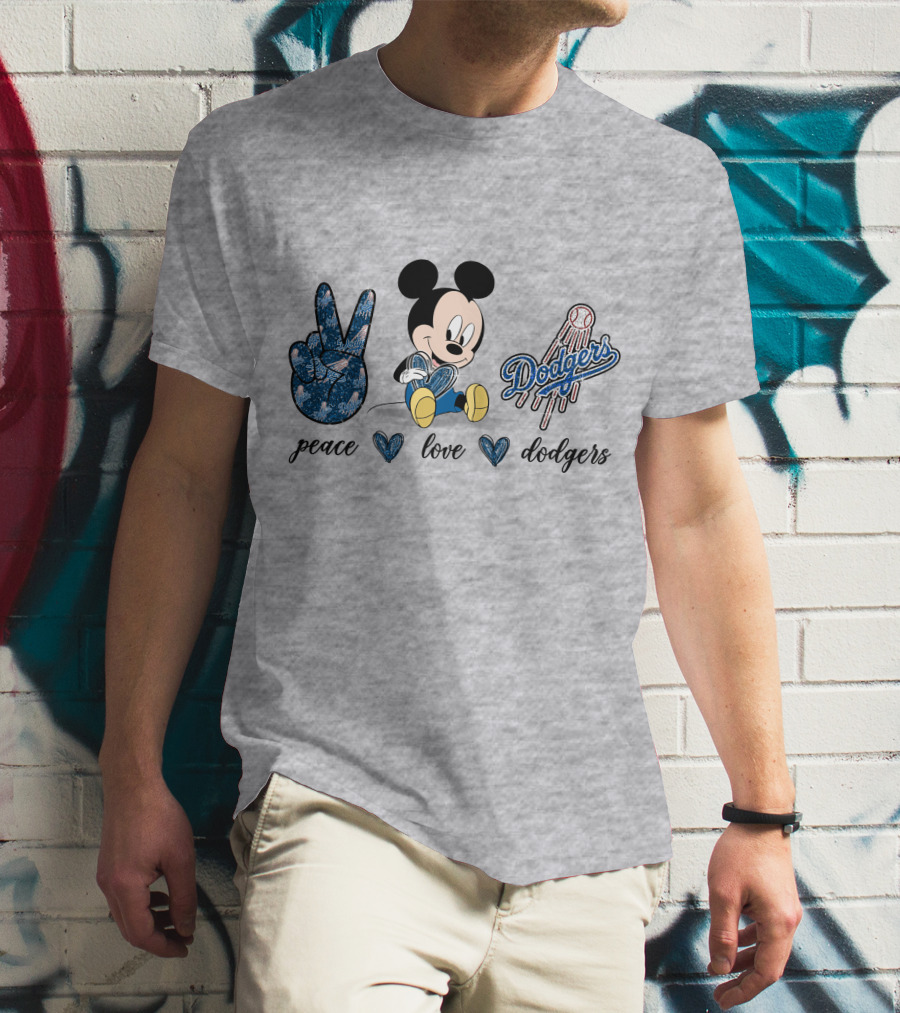 Peace Love Dodgers Mickey Mouse T-Shirt