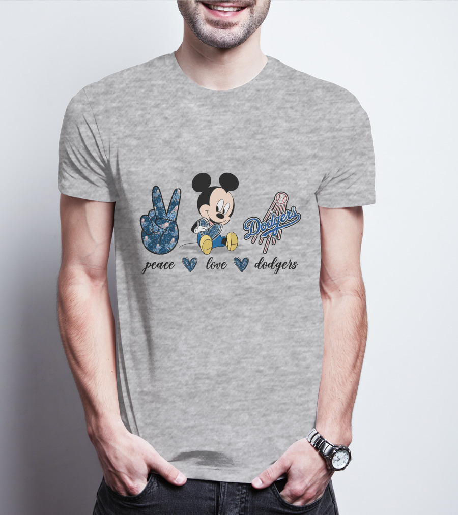 Peace Love Dodgers Mickey Mouse T-Shirt
