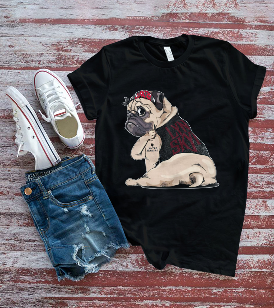 I Lynyrd Skynyrd Pug Bandana Tattoo Fan T-Shirt