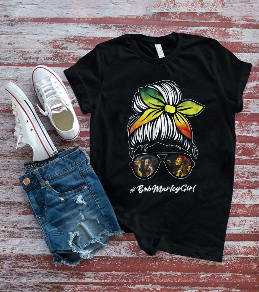 BobMarleyGirl Rasta Shades And Bandana T-Shirt