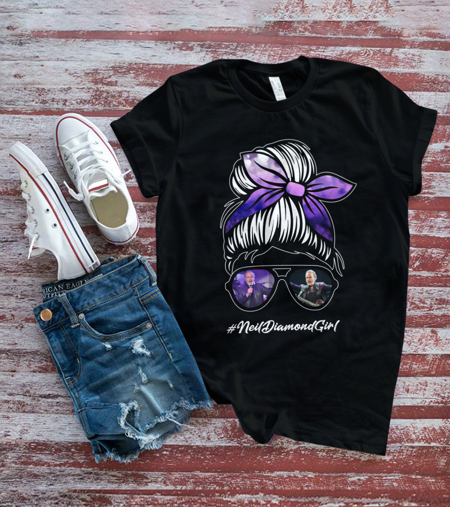 NeilDiamondGirl Purple Bandana Sunglasses T-Shirt