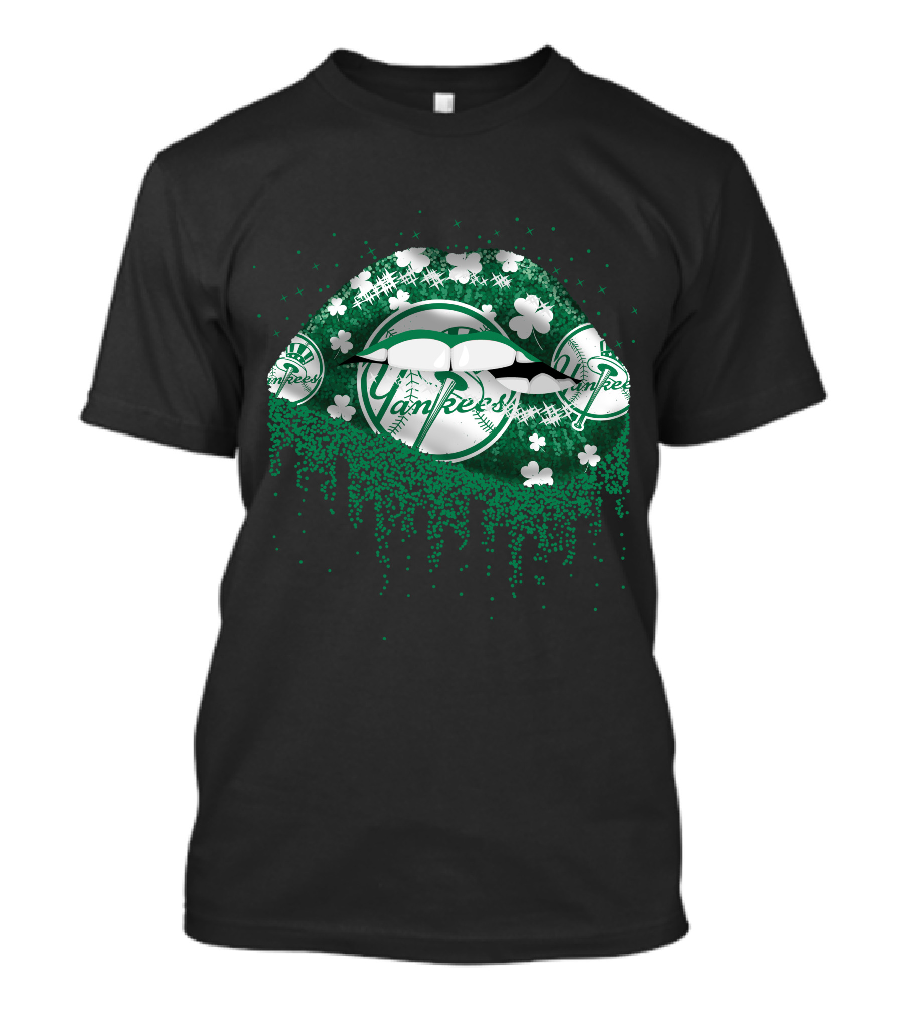New York Yankees Green Shamrock Lips T-Shirt