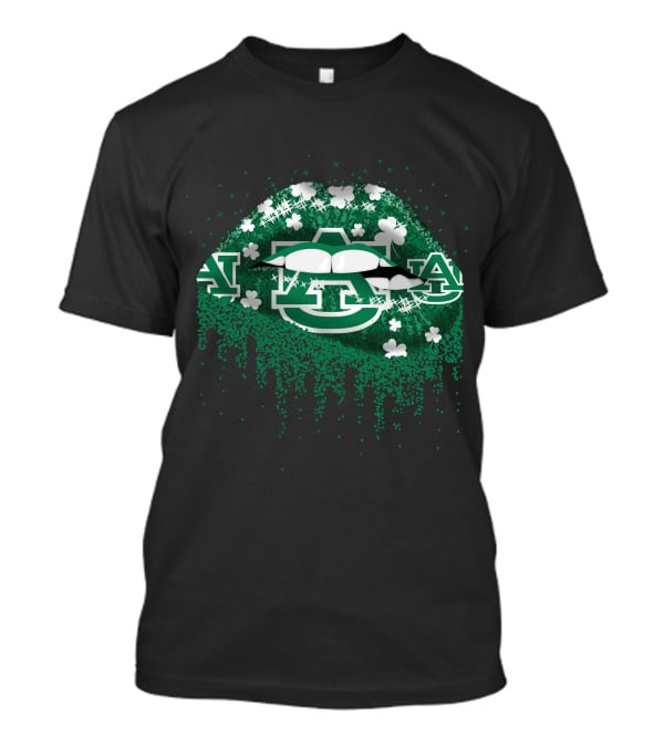 Auburn Tigers Lips St. Patrick's Day Shamrocks Green Glitter T-Shirt