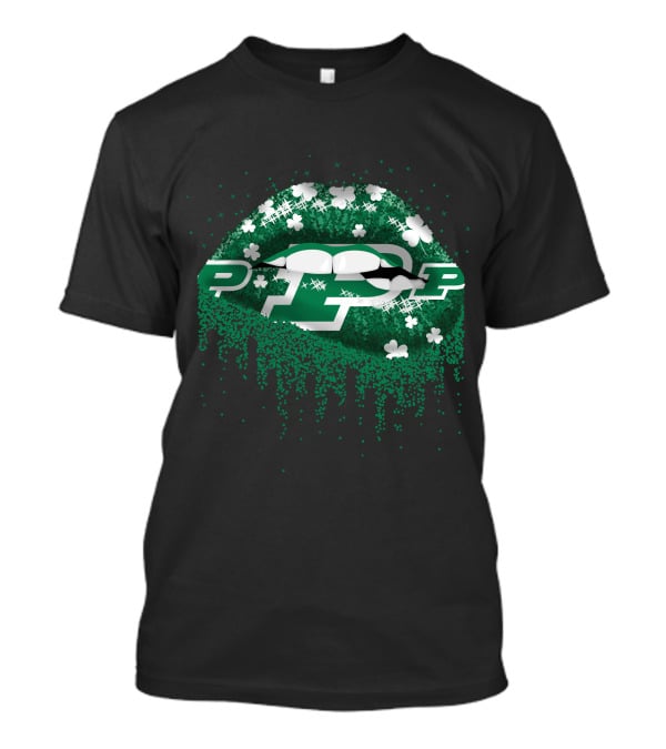 Purdue Boilermakers Green Lips Shamrock P T-Shirt