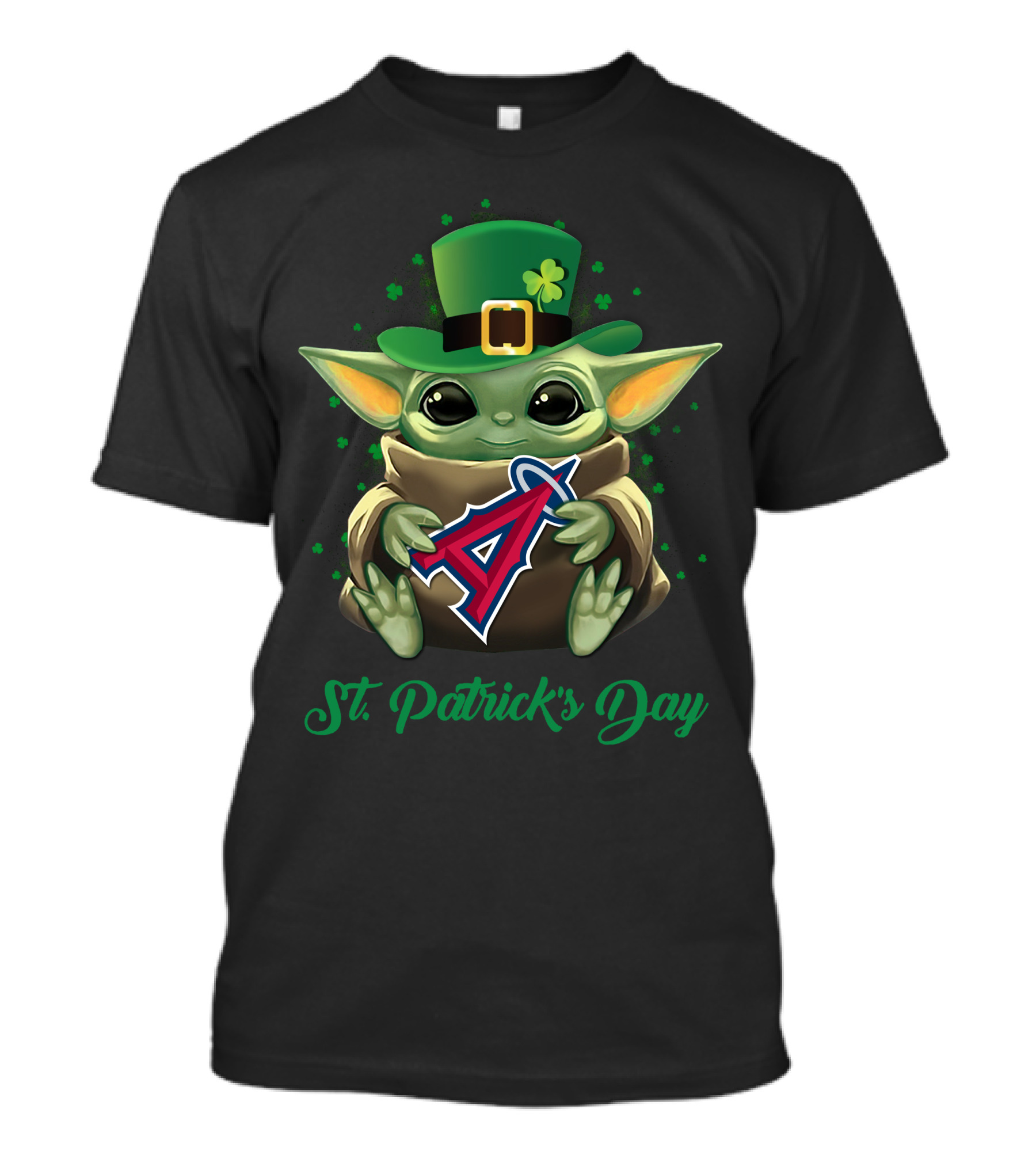 St. Patrick's Day Los Angeles Angels Baby Yoda T-Shirt