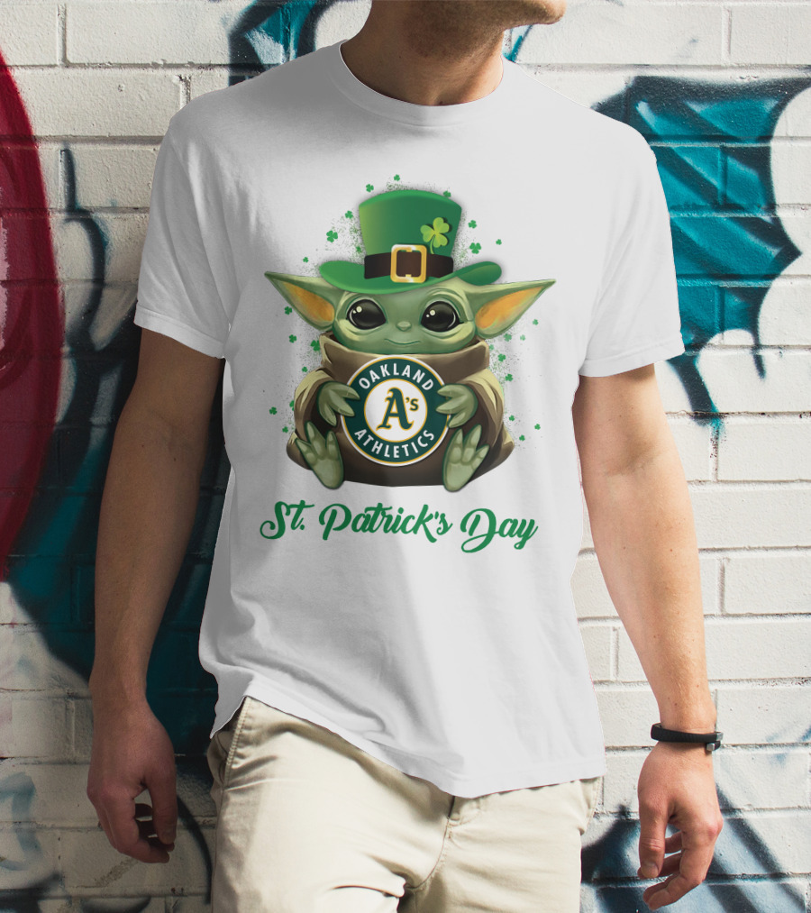 Oakland Athletics Baby Yoda St. Patrick's Day T-Shirt