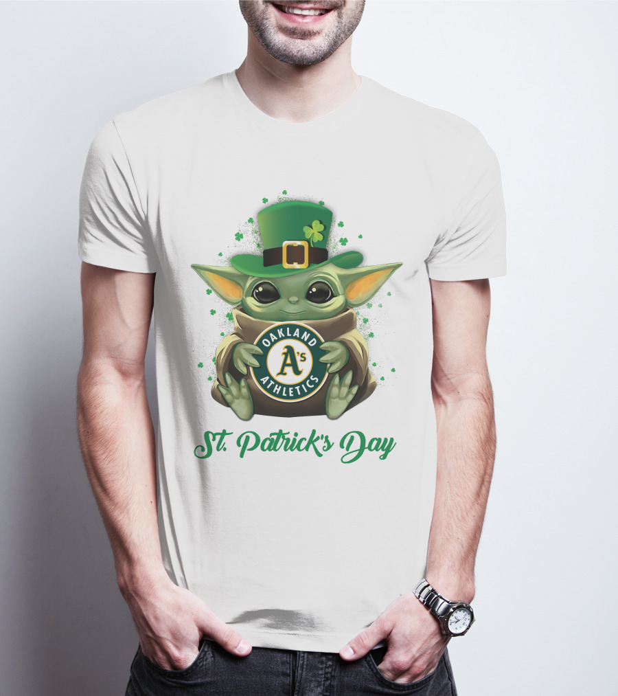 Oakland Athletics Baby Yoda St. Patrick's Day T-Shirt