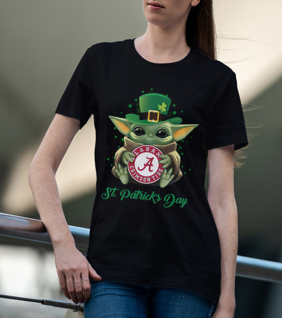 St. Patrick's Day Alabama Crimson Tide Baby Yoda T-Shirt