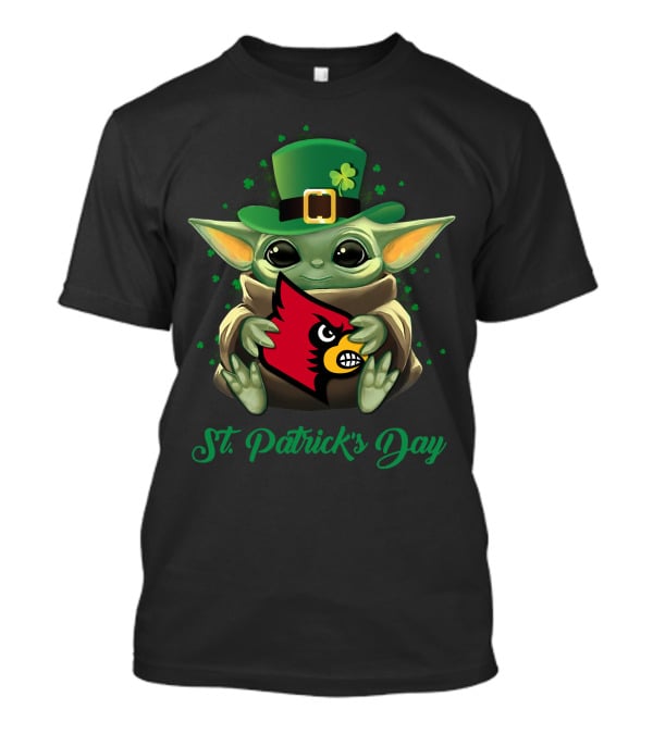 St. Patrick's Day Louisville Cardinals Baby Yoda T-Shirt