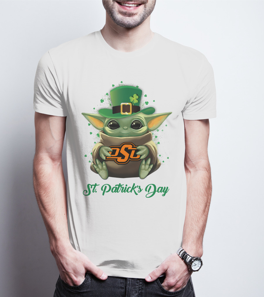 Oklahoma State Cowboys Baby Yoda St. Patrick's Day T-Shirt