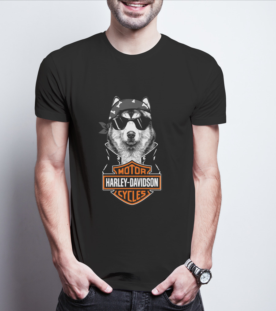 Alaskan Malamute Harley Davidson Motorcycles T-Shirt