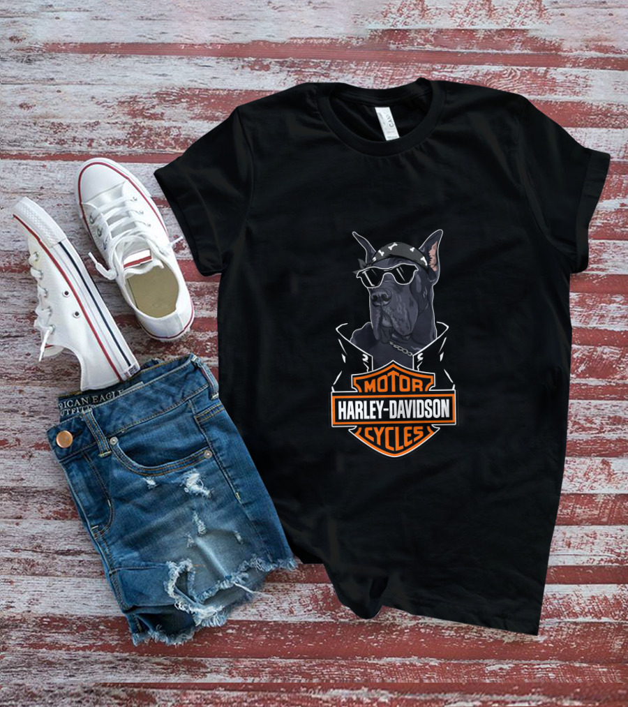 Harley Davidson Great Dane Motorcycle Cycles T-Shirt