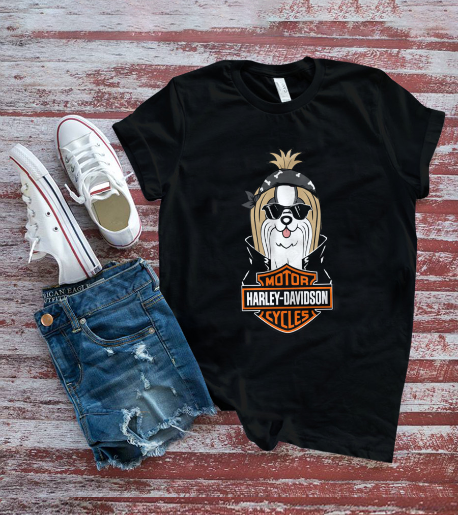 Harley Davidson Motor Cycles Shih Tzus T-Shirt