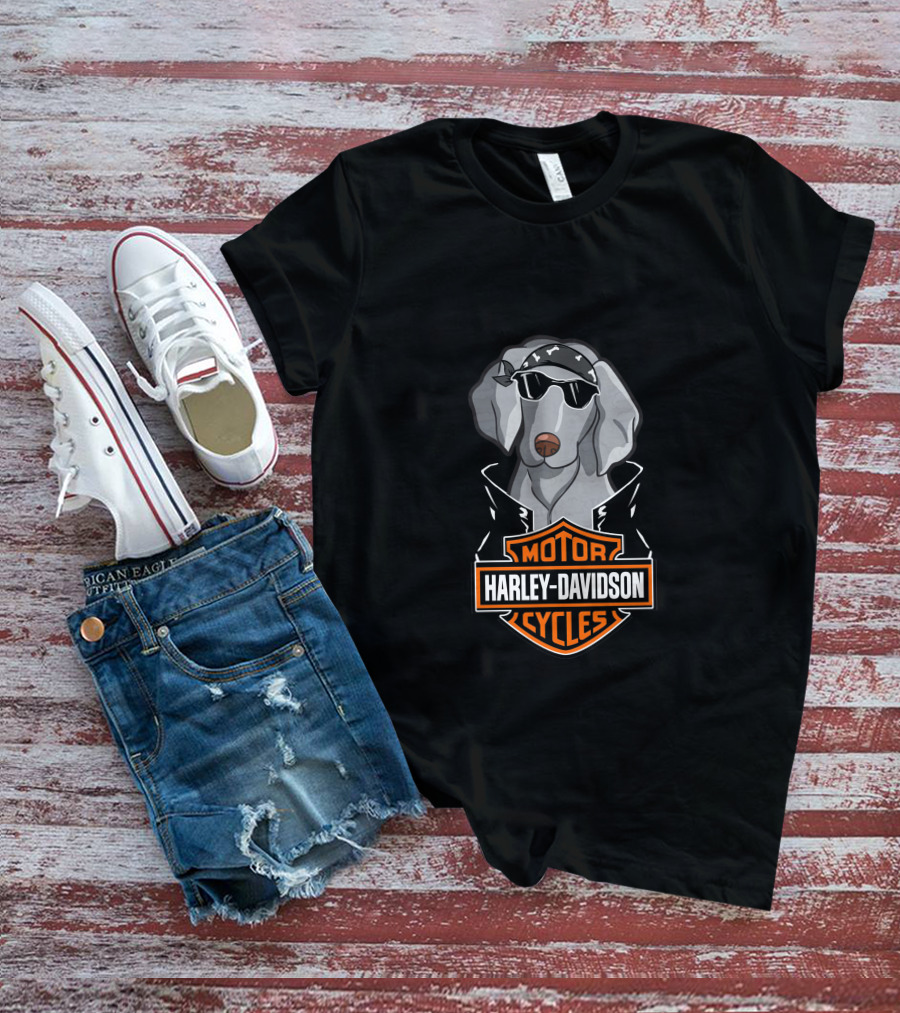 Weimaraners Harley Davidson Motorcycles T-Shirt