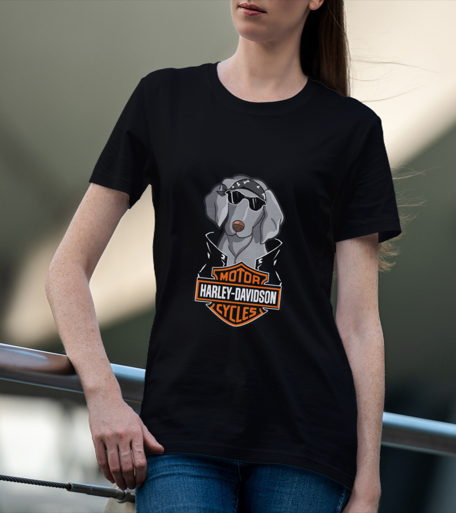 Weimaraners Harley Davidson Motorcycles T-Shirt