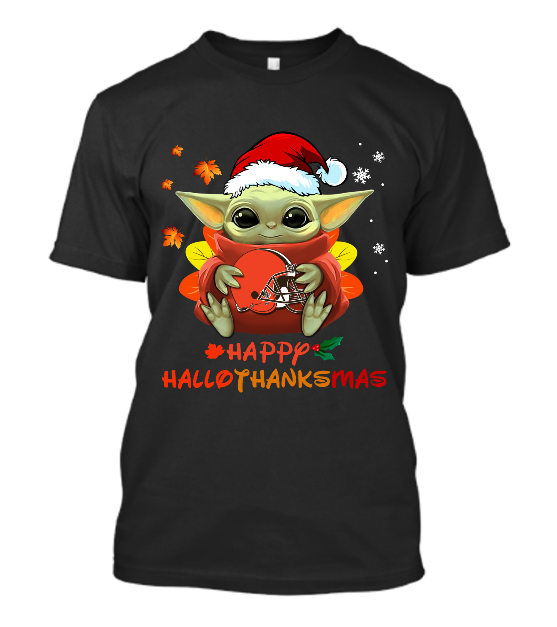 Cleveland Browns Baby Yoda Happy Hallothanksmas T-Shirt