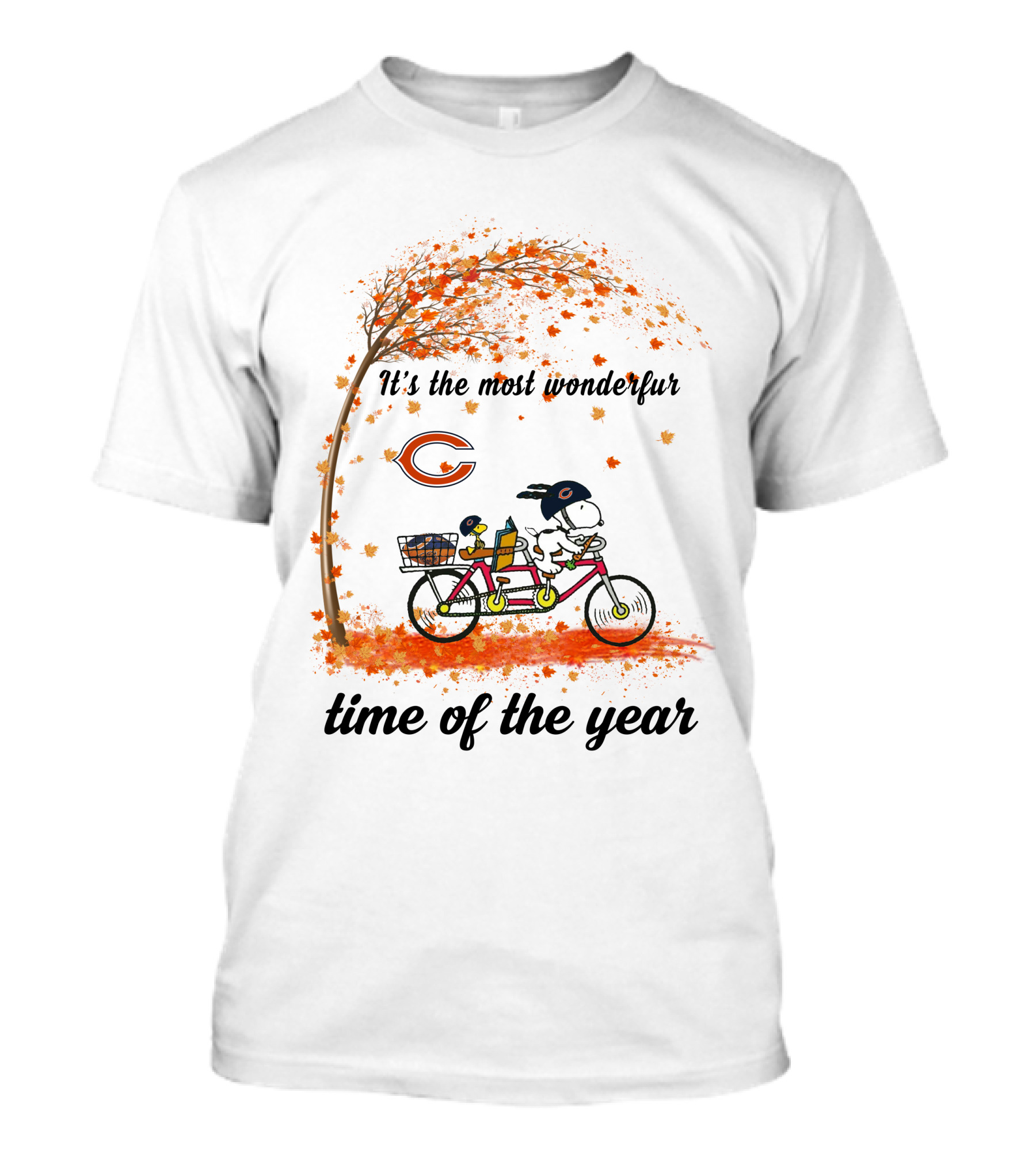 It's The Most Wonderful Time Of The Year Chicago Bears Autumn Snoopy Bicycle T-Shirt