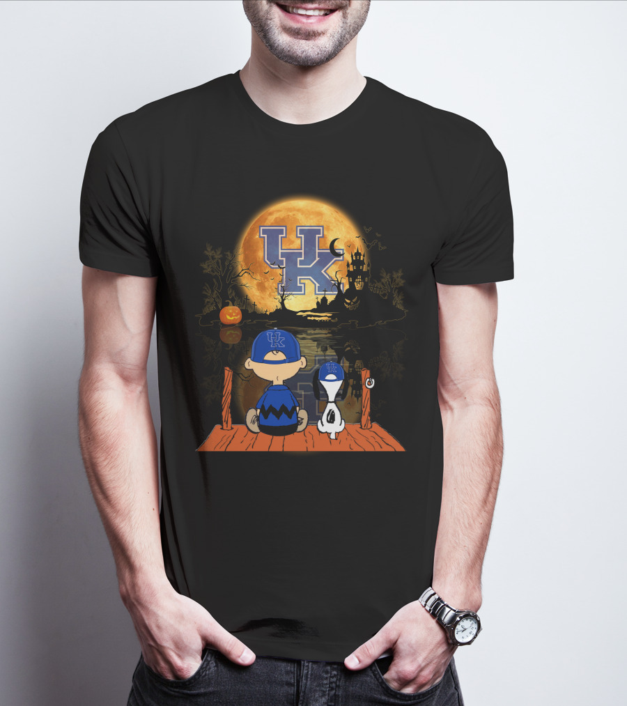 Kentucky Wildcats Halloween Full Moon Reflection Peanuts Characters T-Shirt