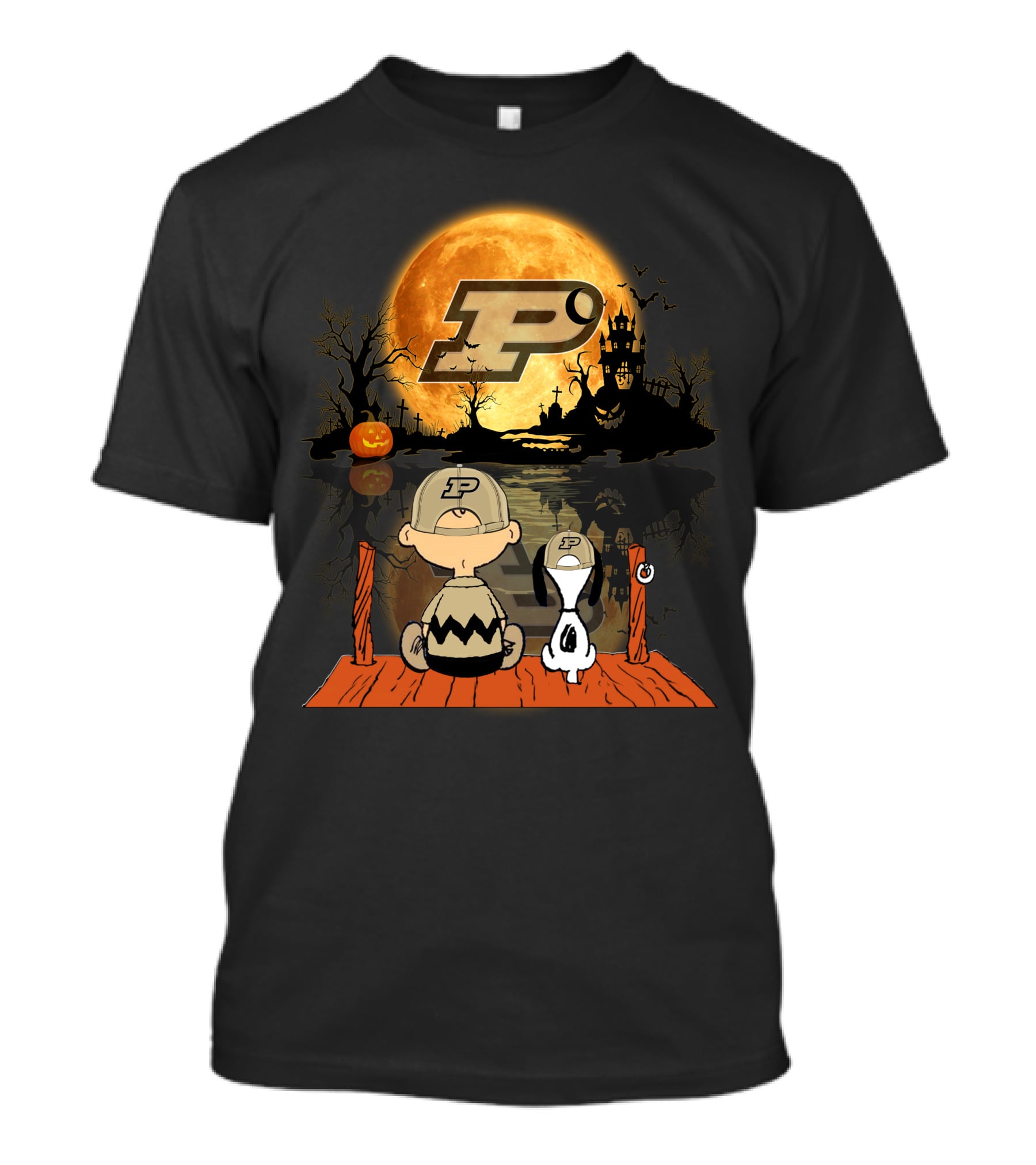 Purdue Boilermakers Halloween Moon Charlie Snoopy T-Shirt