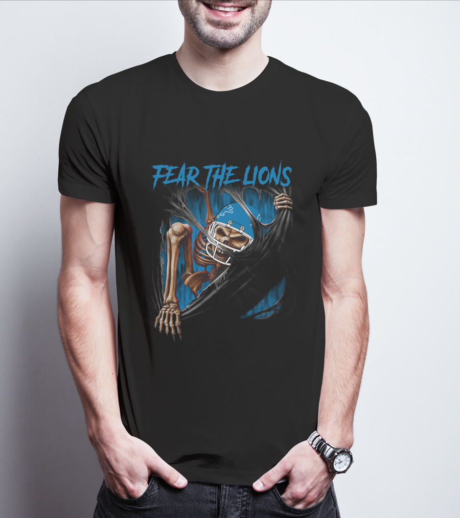 Fear The Lions Detroit Lions Skeleton 515NFL L1MTH T-Shirt