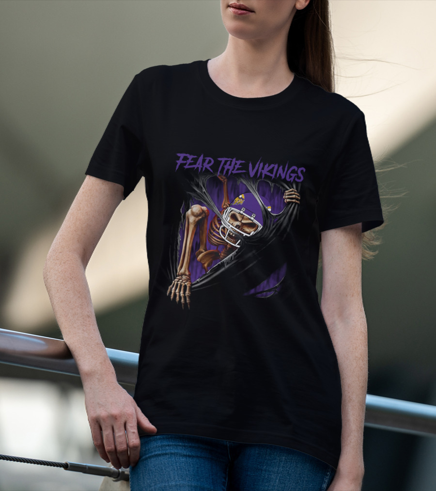 Fear The Vikings Minnesota Vikings Skeleton NFL T-Shirt