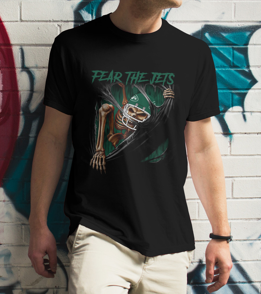 Fear The Jets Skeleton Ny 515Nfl Football L1Mth T-Shirt