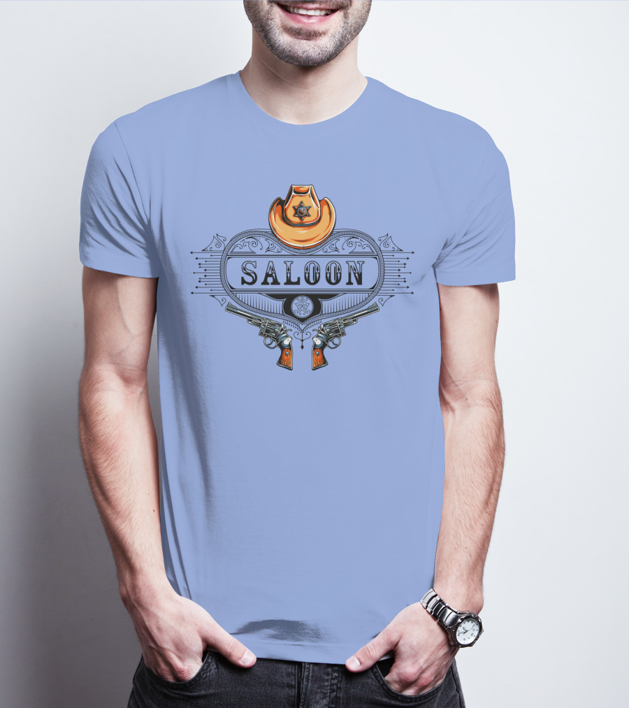 Saloon Cowboy Hat And Revolvers Vintage Western T-Shirt