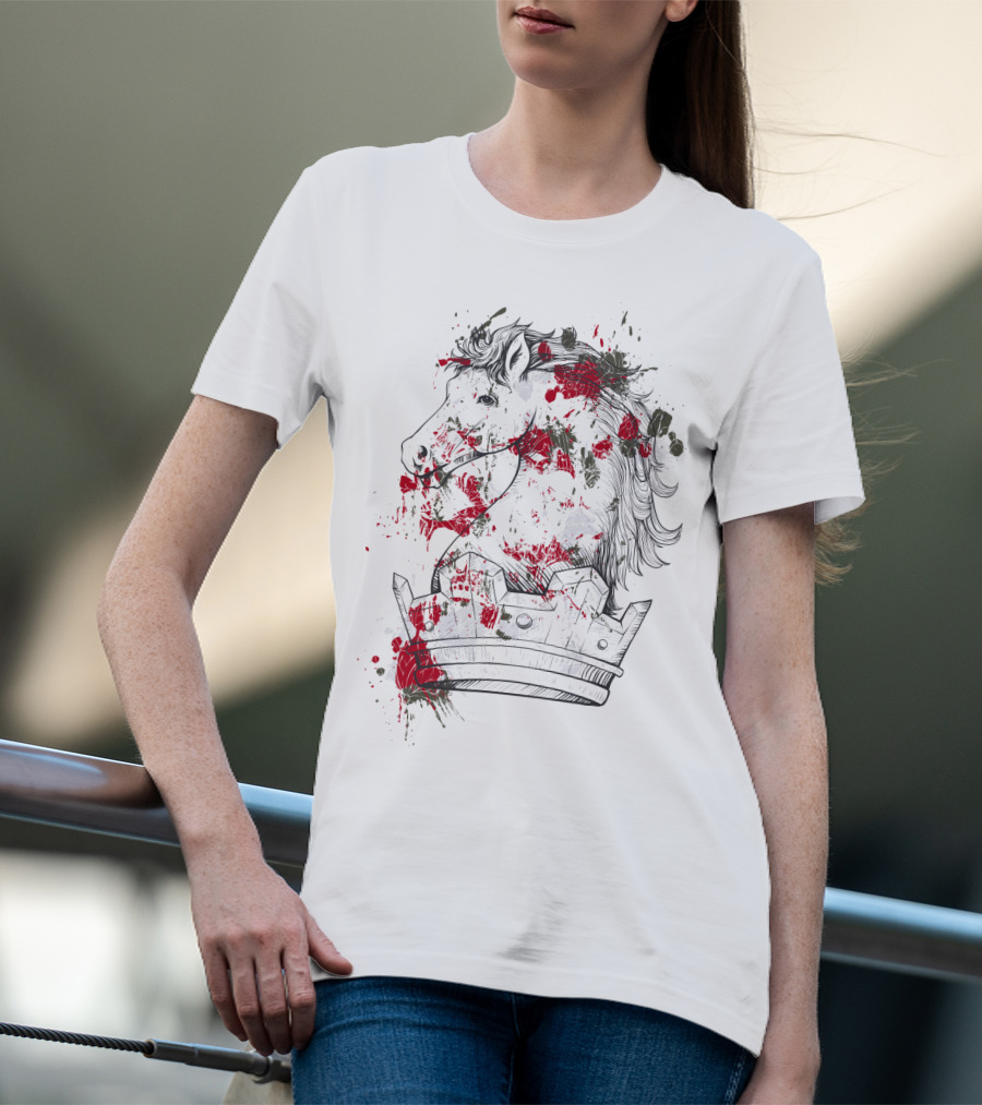 Horse Crown Art Blood Splatter T-Shirt