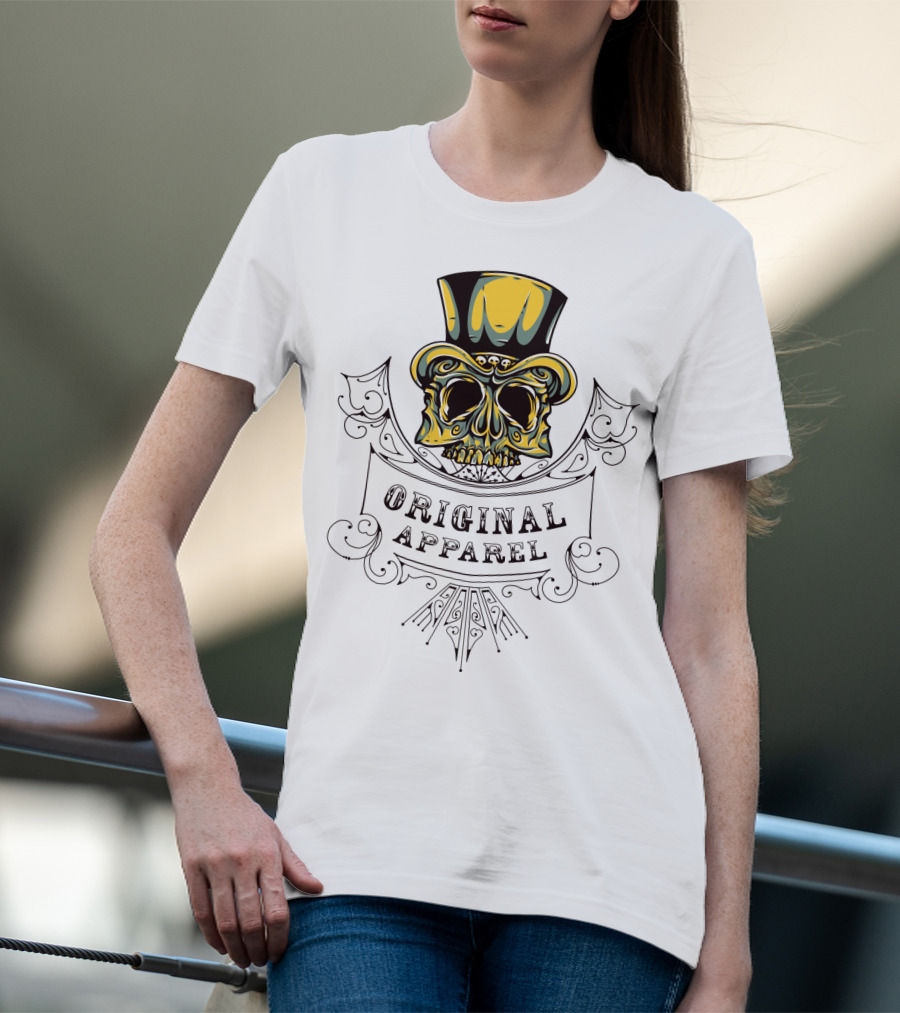 Original Apparel Skull With Top Hat T-Shirt