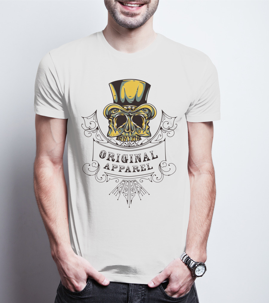 Original Apparel Skull With Top Hat T-Shirt