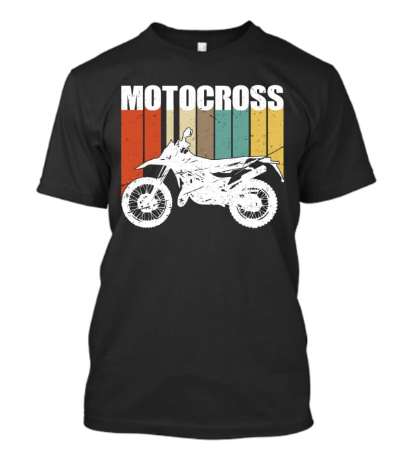 Motocross Vintage Dirt Bike Retro Stripes T-Shirt