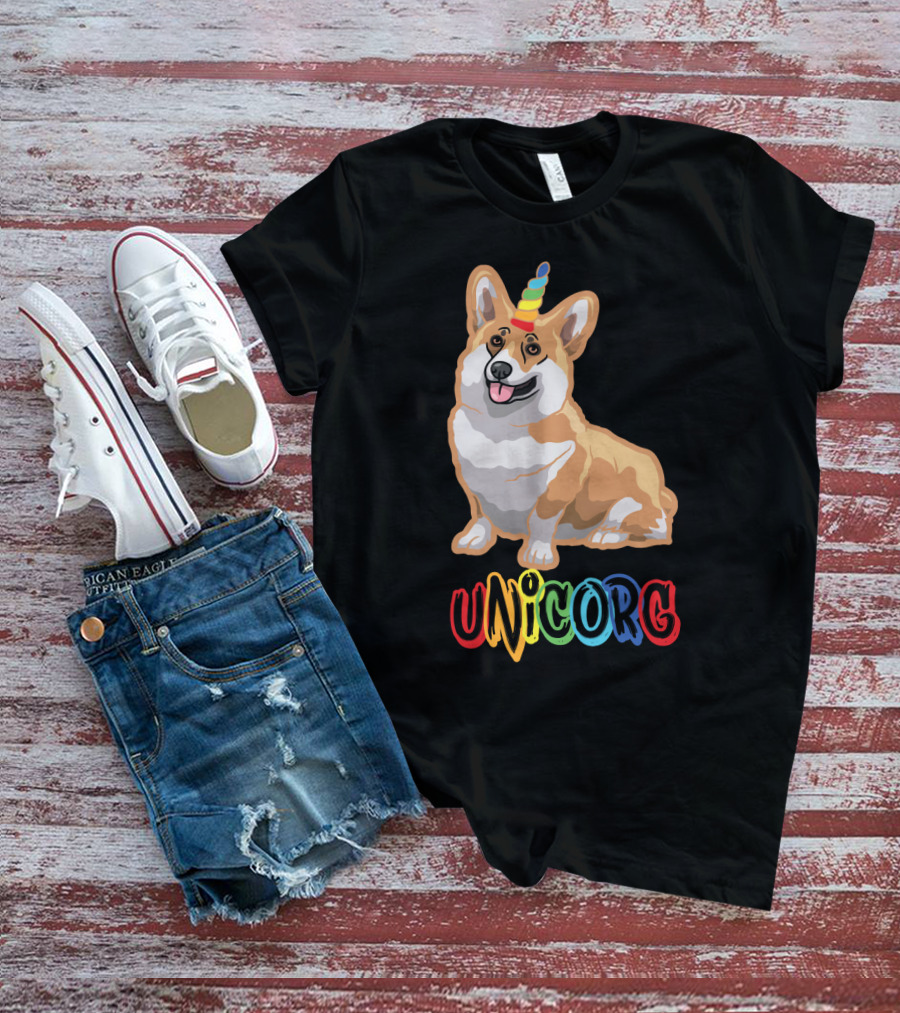 Corgi Dog Cute Unicorg Unicorn Rainbow Horn T-Shirt